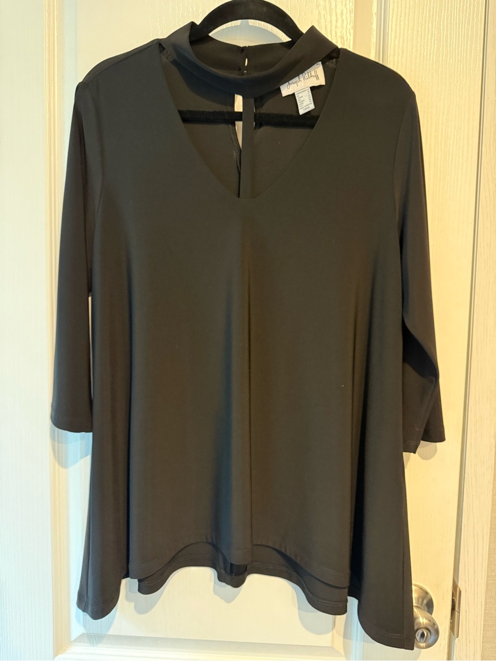 Joseph Ribkoff Black Choker V-Neck Blouse